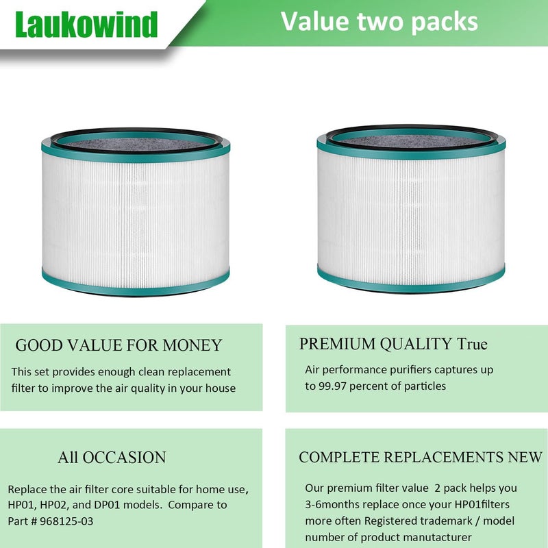 Laukowind 2 Pack Air Purifier Filter Replacements for Dyson HP01, HP02, DP01 Desk Purifiers - Compatible with Part # 968125-03 - Image 5